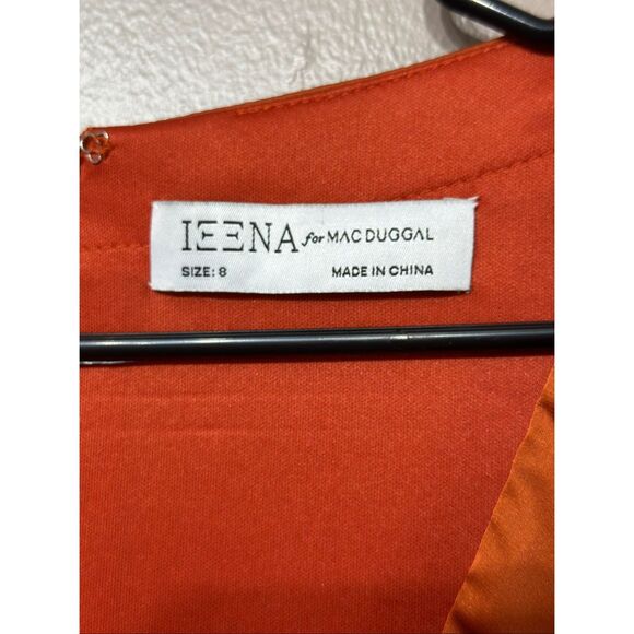 NWOT Mac Duggal Short Wrap Puff Sleeve Burnt Orange Dress Style #26928 Size 8US - Picture 5 of 12